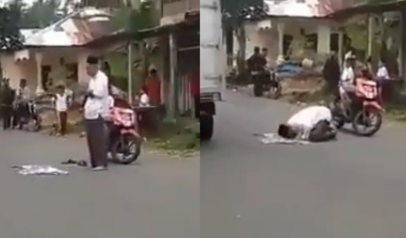 VIRAL Video Seorang Pria Tunaikan Salat di Tengah Jalan