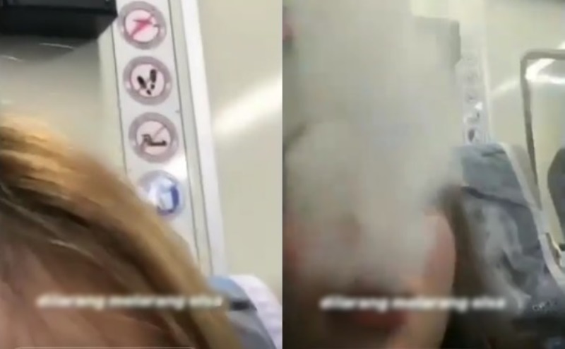 Viral Video Penumpang Wanita Ngevape di Gerbong Kereta Netizen Ramai Beri Kritikan
