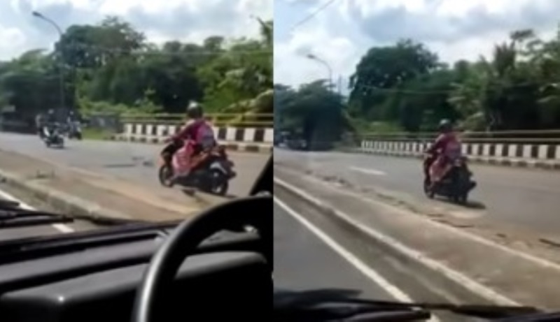 Viral Video Aksi Ukhti Pengendara Motor Nekat Lawan Arus