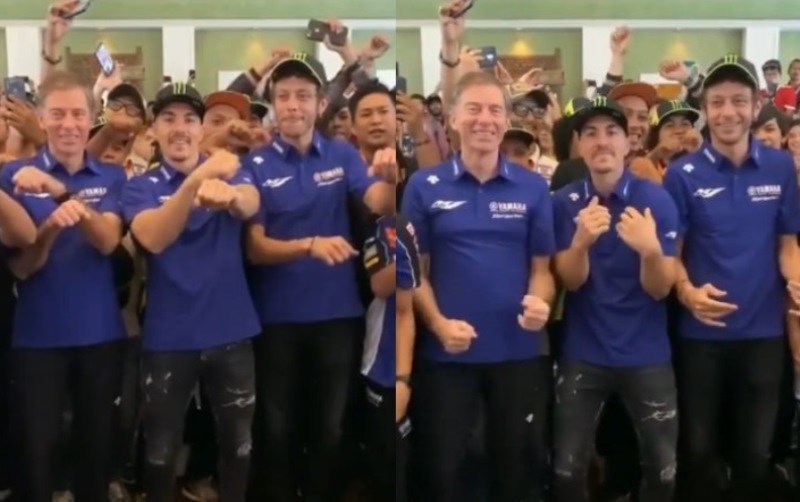 Tiba di Tanah Air Valentino Rossi dan Maverick Vinales Asyik Joget TikTok Bareng Fans