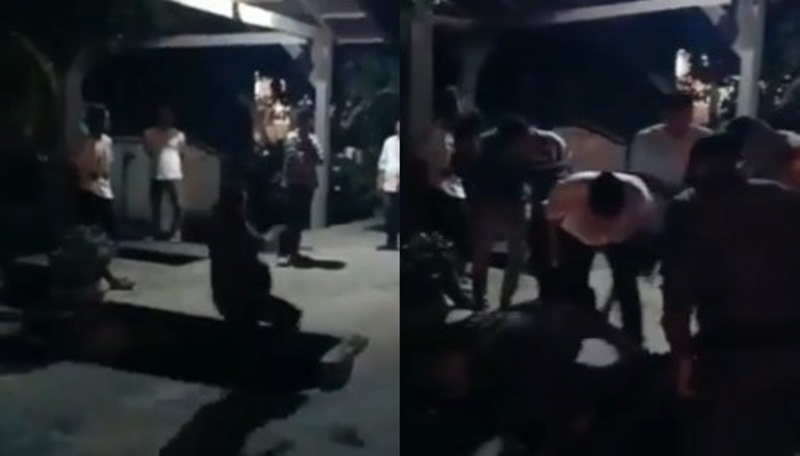 Apes Pria ini Jatuh ke Lubang Got Saat Ikut Polisi Imbau Masyarakat Tetap di Rumah