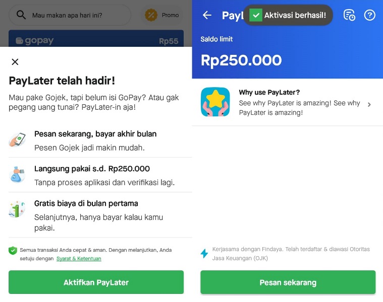 Cara daftar PayLater Gojek