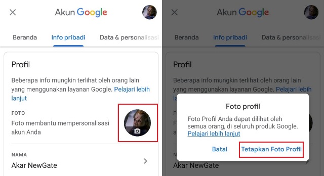 Cara mengganti gambar profil Gmail