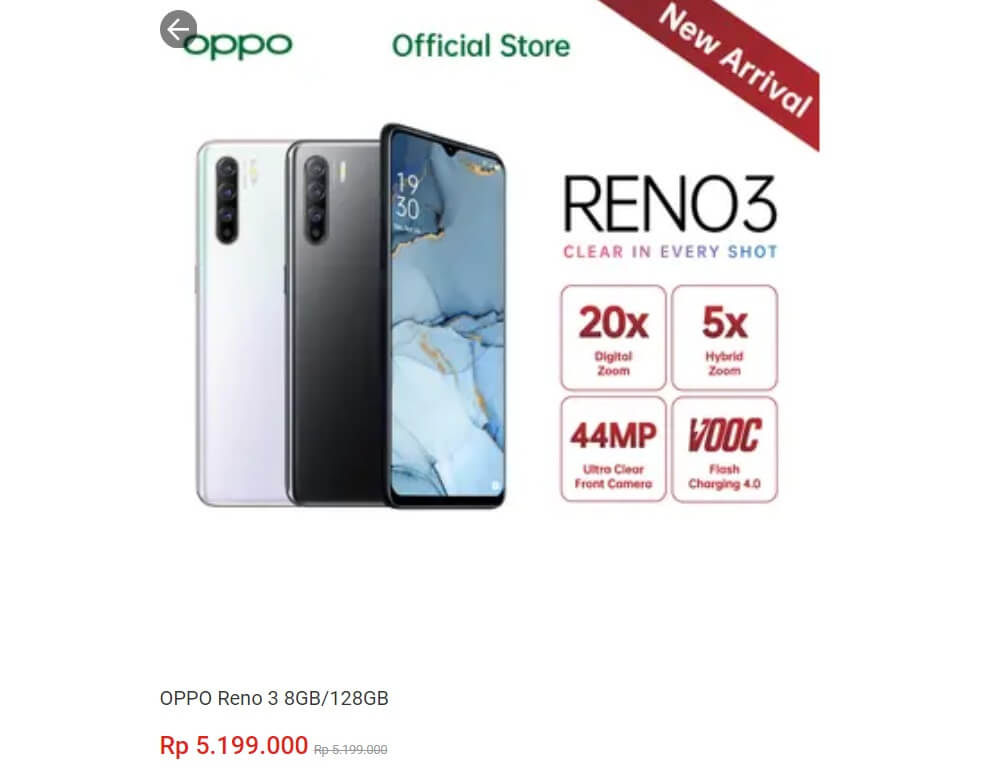 Harga Oppo Reno 3 di Indonesia