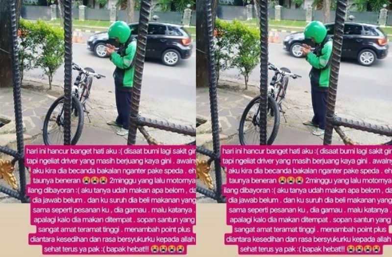 Motor Hilang Digondol Maling Driver Ojol Ini Tetap Antar Pesanan Pelanggan Meski Pakai Sepeda