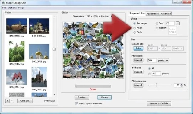 Aplikasi photo collage Shape Collage