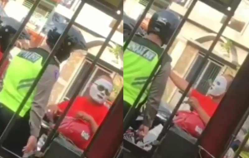 Kelewat Absurd Pria ini Ditegur Polisi Gara gara Pakai Masker Kecantikan Saat Berkendara
