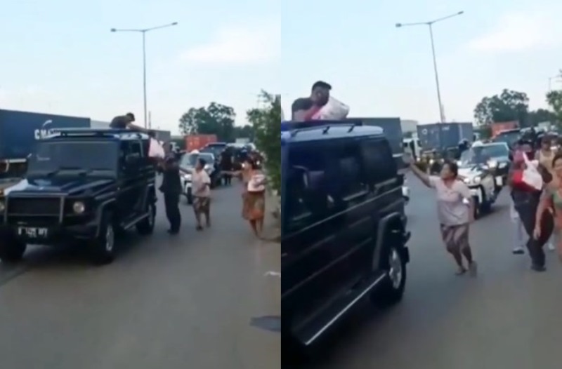 VIRAL Video Emak emak Kejar Mobil Presiden Jokowi Untuk Dapatkan Beras