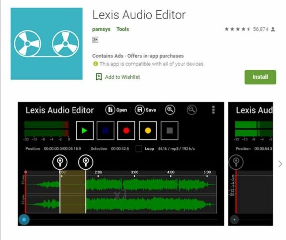 Aplikasi edit suara Lexis Audio Editor