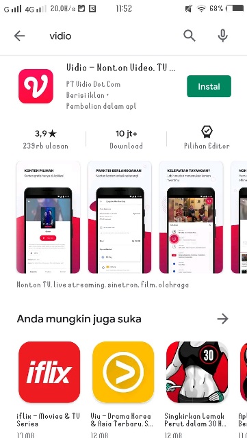 Aplikasi nonton tv Vidio