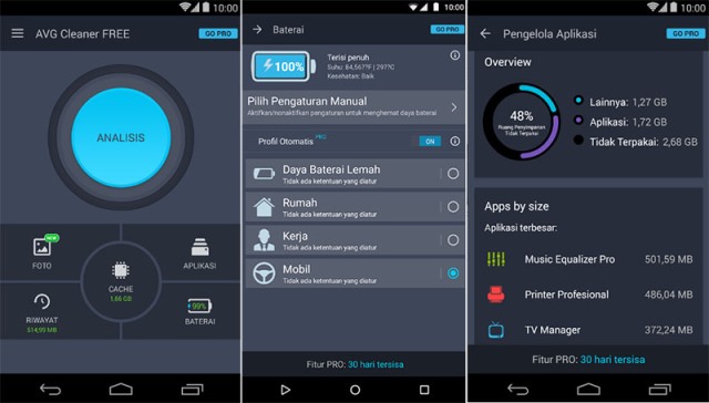 Aplikasi pembersih android AVG Cleaner