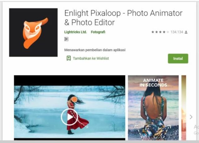 Aplikasi foto bergerak Enlight Pixaloop
