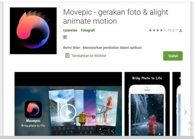 Aplikasi foto bergerak Movepic