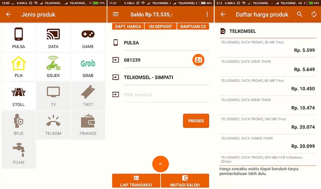 Aplikasi jualan pulsa RE Pulsa