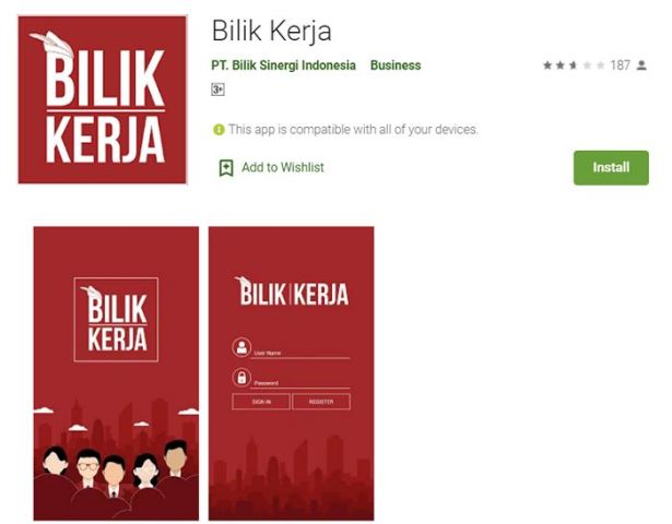 Aplikasi kerja sampingan Bilik Kerja