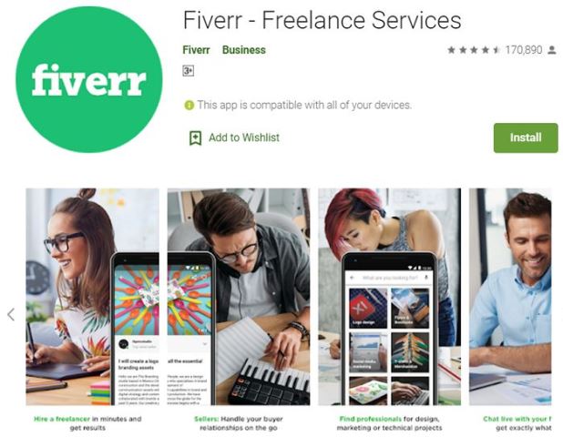 Aplikasi kerja sampingan online Fiverr
