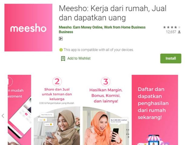 Aplikasi kerja sampingan online Meesho