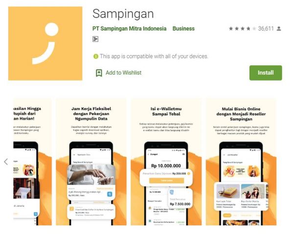 Aplikasi kerja sampingan online Sampingan