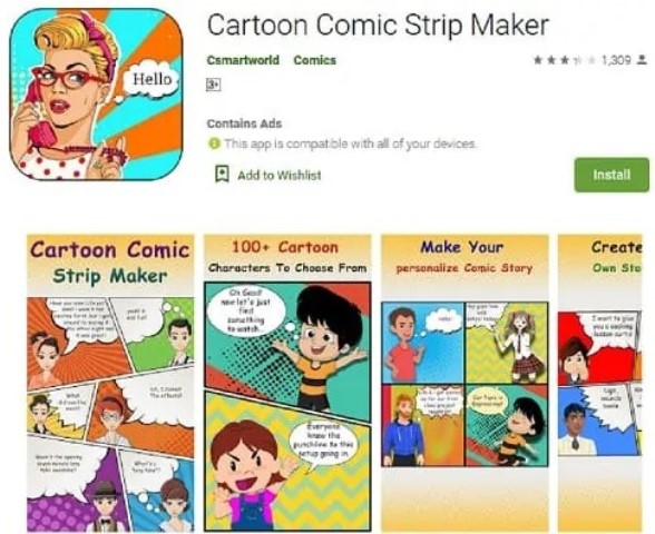 Aplikasi membuat komik Cartoon Comic Strip