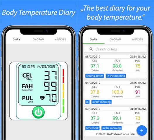 Aplikasi pengukur suhu Body Temperature Diary