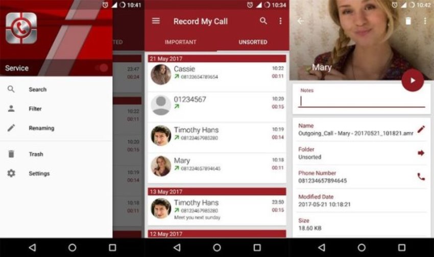 Aplikasi perekam panggilan telepon untuk Android
