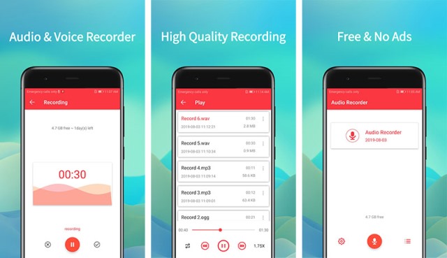 Aplikasi perekam suara Audio Recorder