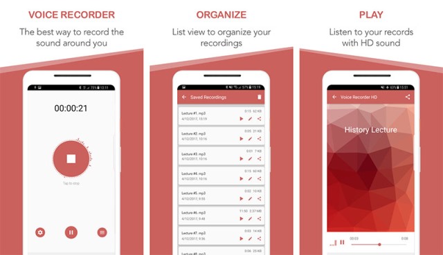 Aplikasi perekam suara Voice Recorder HD