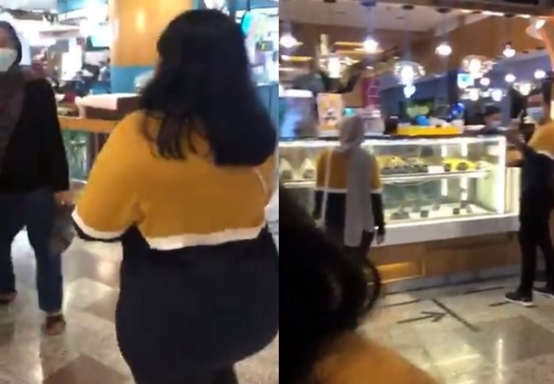 Momen Kocak Seorang Wanita Kepergok Pakai Baju Couple dengan Sepasang Kekasih di Mall