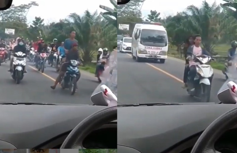 Viral Video Aksi Pemotor Ugal ugalan Iringi Mobil Jenazah Perekam Sampai Geram