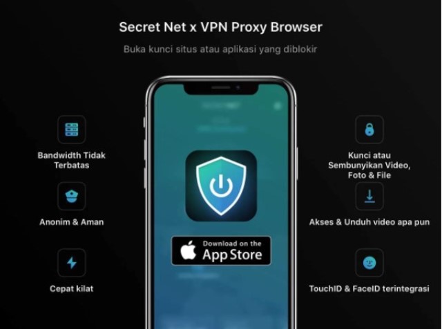 Aplikasi VPN untuk Android Secret Net x VPN Proxy Browser