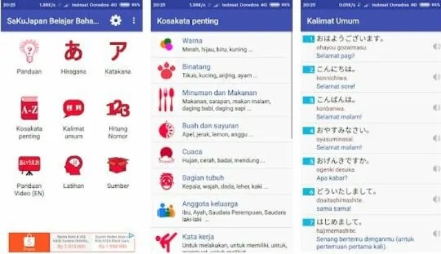 Aplikasi belajar bahasa Jepang SukuJapan