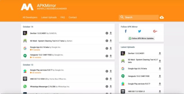 Aplikasi download selain play store bernama APKMirror