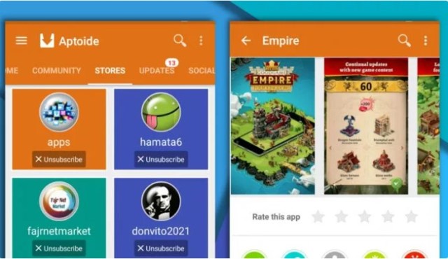 Aplikasi download selain play store bernama Aptoide