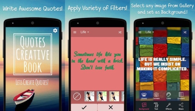 Aplikasi pembuat quotes di Android Kwote Quote Maker