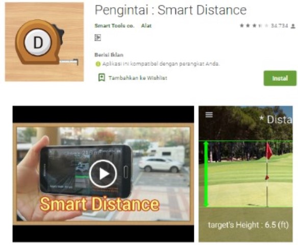 Aplikasi pengukur jarak Pengintai Smart Distance