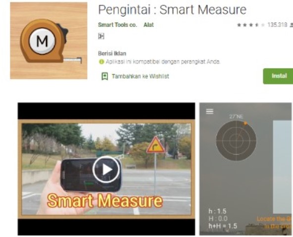 Aplikasi pengukur jarak Pengintai Smart Measure