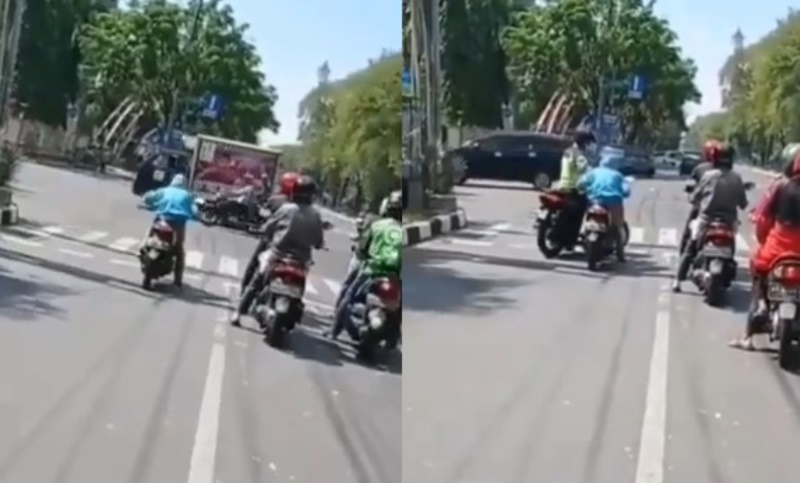 Bergaya Bak Pembalap di Lampu Merah Pemotor Tak Berkutik Saat Dapat Suprise dari Polisi