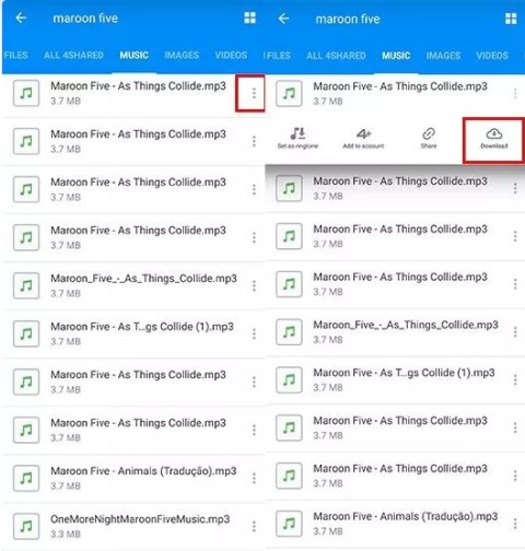 Cara download lagu di aplikasi 4shared