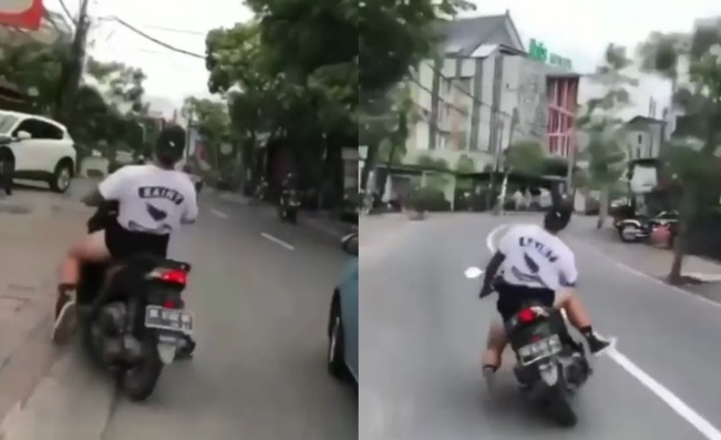 Diduga Hanya Demi Konten Bule ini Nekat Kendarai Motor Secara Ugal ugalan di Jalan