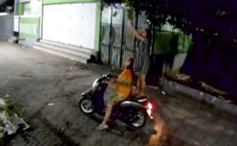 Naik Motor Cara Dua Wanita Cantik Curi Buah Mangga Bener bener Barbar