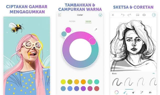 Aplikasi menggambar di Android PicsArt Color Paint