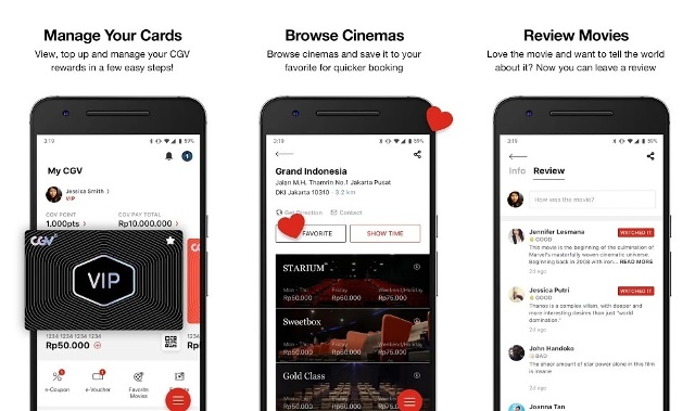 Aplikasi pesan tiket bioskop online CGV CINEMAS