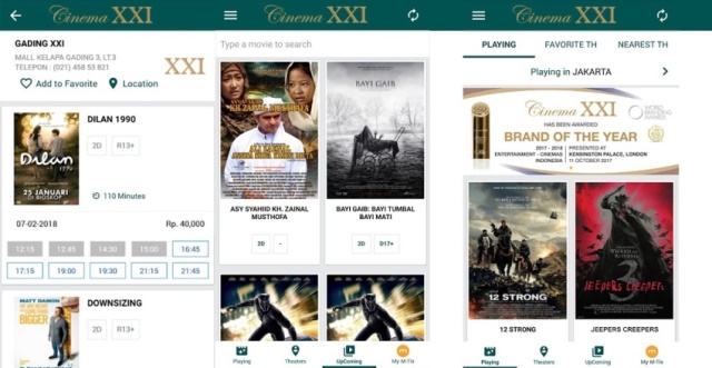 Aplikasi pesan tiket bioskop online Cinema 21