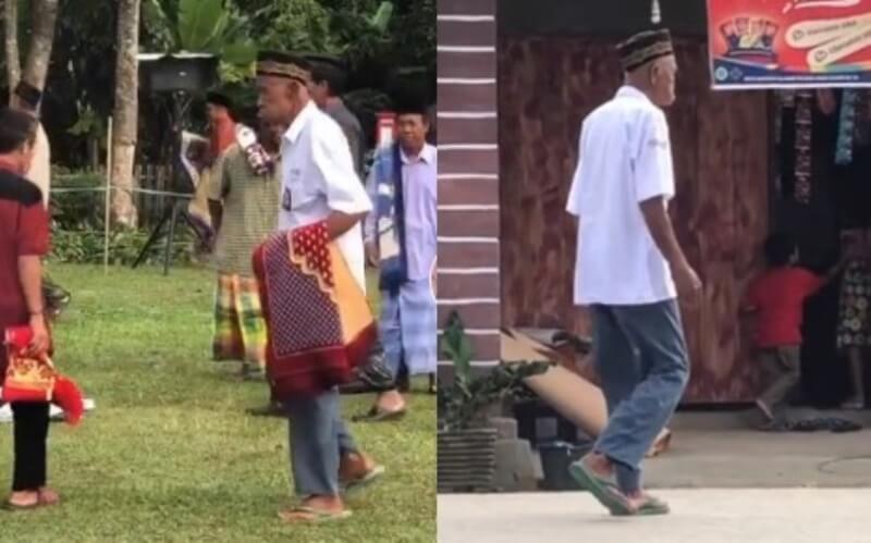 Bukan Baju Koko Kakek ini Pakai Seragam SMA Saat Salat Idul Adha