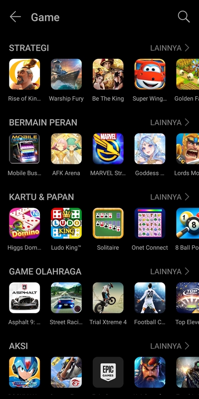 Daftar game di AppGallery