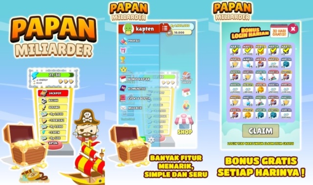 Game penghasil pulsa Papan Miliarder