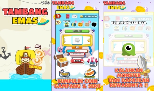 Game penghasil pulsa Tambang Emas