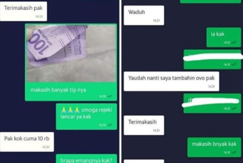 Kasihan Driver Ojol ini Curhat Soal Uang Tip dari Pelanggan yang Ditilep OB