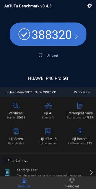Skor AnTuTu Huawei P40 Pro