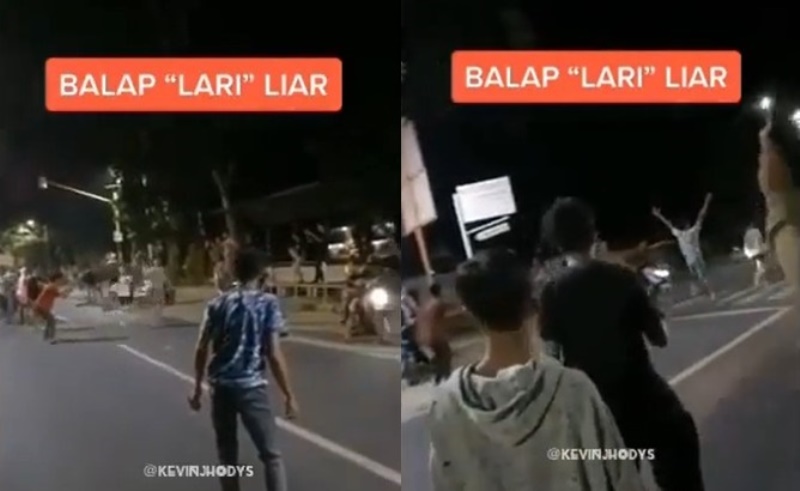 Unik Bukan Balap Motor Sejumlah Pemuda di Siantar Gelar Balap Lari Liar di Jalan